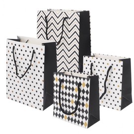 Square Handle Gift Bag Argyle - Small 10ea