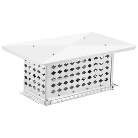 MERXENG 8" x 17" Chimney Cap, 304 Stainless Steel Fireplace Chimney Cover Flue Caps, with Adjustable Metal Strips, Screws & Gloves