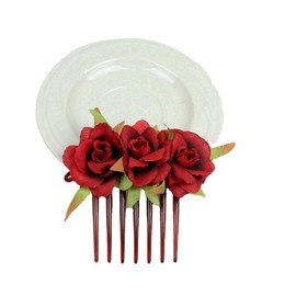 4 pieces of ethnic style spring and summer bridal hair comb, seven toothed hair comb, dance festival, floral hair comb, simulated flower inserted hair accessory (Purple+Blue+Pink+Deep Red, One size)