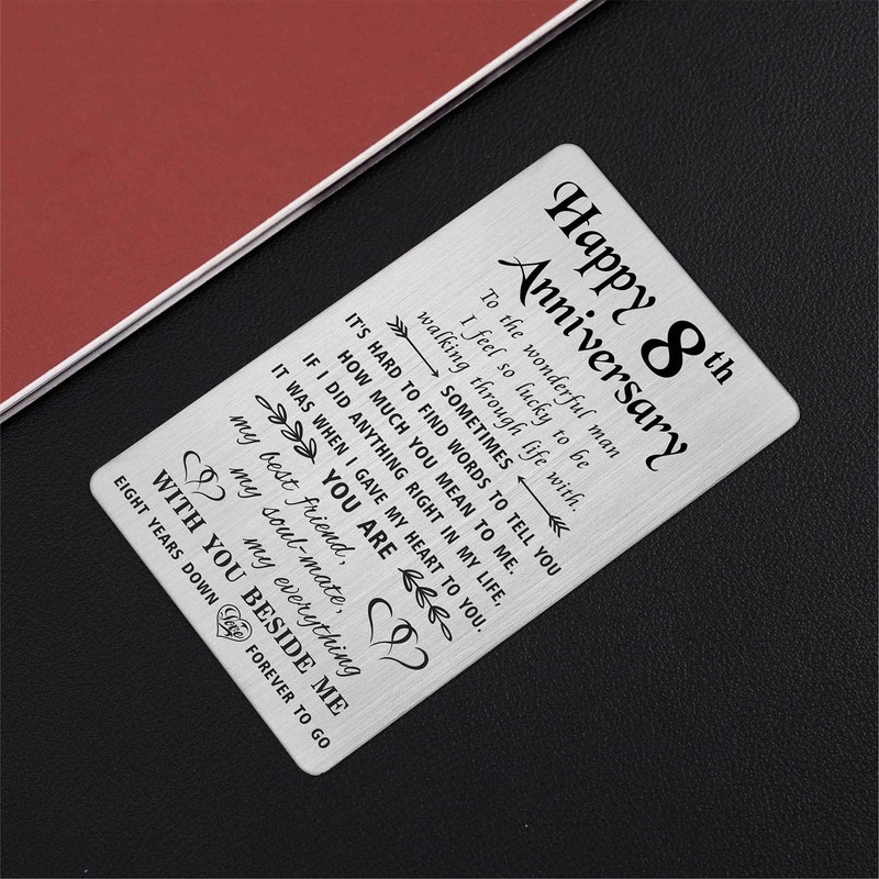 TANWIH 8 Year Anniversary Card Gifts for Husband Him, Happy