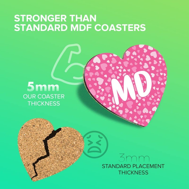 1 x Heart Coaster - Letters MD Pink Hearts Love