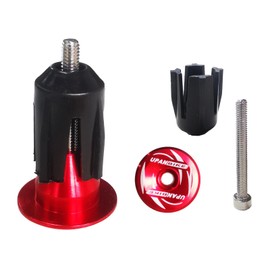 UPANBIKE Bike Handlebar End Plugs Aluminum Alloy Expanding Locking Bar End Caps for Mountain Bike,Road Bike,MTB BMX Fixie,Bar End for Bicycle Grips,1 Pair (Red-Style2)