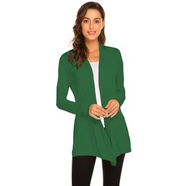 Newchoice Womens Classic Long Open Front Lightweight Soft Drape Cardigans Loose Flowy Long Sleeve Cardigans (Green, XL)