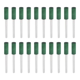 sourcing map 20pcs Rubber Polishing Bits, Rotary Buffing Bits with 6mm (7/32-inch) Mounted Cylindrical Head, 3mm (1/8-inch) Shank, for Metal, Jewelry, Stone, Rock Grinding, Green