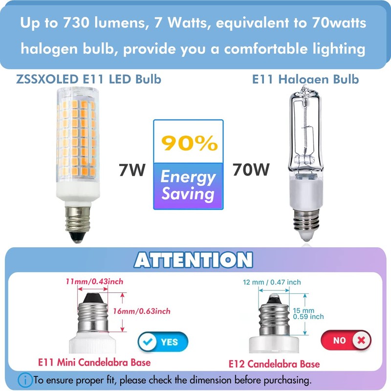 ZSSXOLED [Pack of 5] E11 LED Bulb 7W Dimmable E11