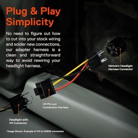 True Mods 2pc H4 (9003/HB2) Headlight Socket Converter Kit [for H4652, H4656, H4666, H6545] [Plug and Play] Head Light Wiring Harness Connector Plug