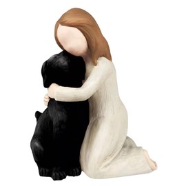 Lrtzizy Love My Dog Figurines Statues, Dog Angel Friendship Remembrance Gifts,Sculpted Hand-Painted Figures for Dog Lovers Black Easy to Use