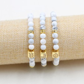 Uloveido Aquarius Star Sign Constellation Horoscope Beaded Bracelet Zodiac White Stones Beads Bracelets for Men Women Girls Boys Girls Birthday Summer Gift