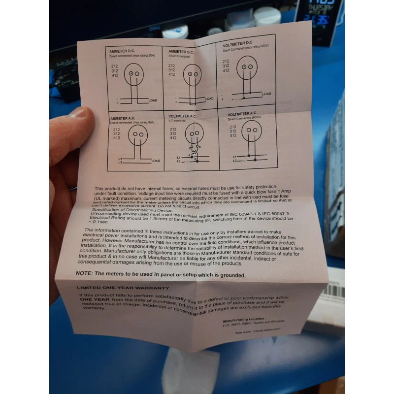 Grainger / Rish Vista Analog Panel Meter, AC 0-25 Amps