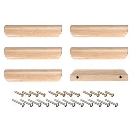 sourcing map Wood Pull Handles, 6pcs 96mm/3.78" Hole Distance Wooden Drawer Unfinished Knobs Pulls for Kitchen Furniture Drawer Wardrobe Cupboard
