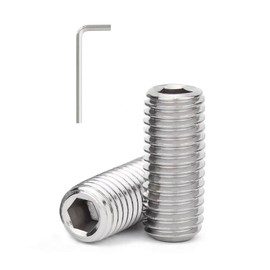 #10-24 x 1/2'' (50 Pack) Set Screws, 304 Stainless Steel 18-8, Internal Hex Head Allen Drive Cup Point Screws (with Hex Key Wrench)