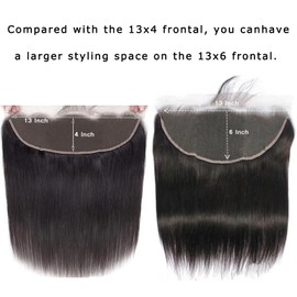 DUAUJUIU Lace Frontal Closure 13 x 6 Swiss Lace Real Hair Human Hair Deep Part Pre Plucked Lace Closure with Natural Hairline Black Unprocessed Remy Hair Straight 14 Inches (35 cm)