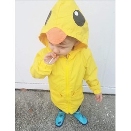YOUNGER TREE Toddler Baby Boy Girl Duck Raincoat Cute Cartoon Hoodie Zipper Coat Outfit (Yellow, 12 Months)