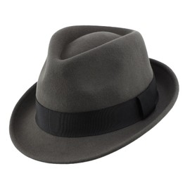 Decentron Men's Wool Felt Winter Hat Short Brim Fedora Hat Dark Grey Medium
