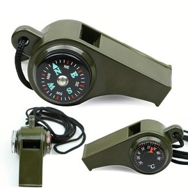 Portable Whistle, 1 Count 3-in-1 Whistle with Compass and Thermometer, Safety Whistle with Lanyard for Outdoor Hiking, Camping, Boating, Fishing, Solocamping, Bikepacking, Glamping, Mother's Day Gift
