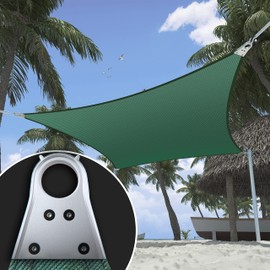 ShadeMart Heavy Duty 18' x 20' Green Sun Shade Rectangle Shade Sail, Super Ring Canopy Awning Shades for Patio Carport Yard UV Blockage Commercial Grade 260 GSM, We Custom Size