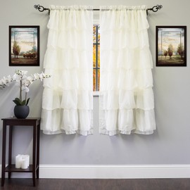 Sweet Home Collection Window Curtains Treatment Panel 63" or 84" Long in Stylish and Unique Patterns and Designs for All Home Décor Cascading Cream