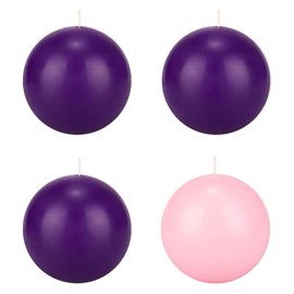 Mega Candles 4 pcs Unscented Christmas Advent Round Ball Candle, Hand Poured Premium Wax Candles 4 Inch Diameter, Holidays, Church, Decorations, Devotional, Celebration, Party & More