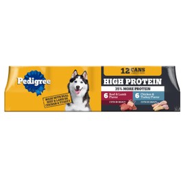 Pedigree High Protein Wet Food Beef Lamb & Chicken Turkey in Gravy Variety Pack 13.2 oz. Cans 12 Count
