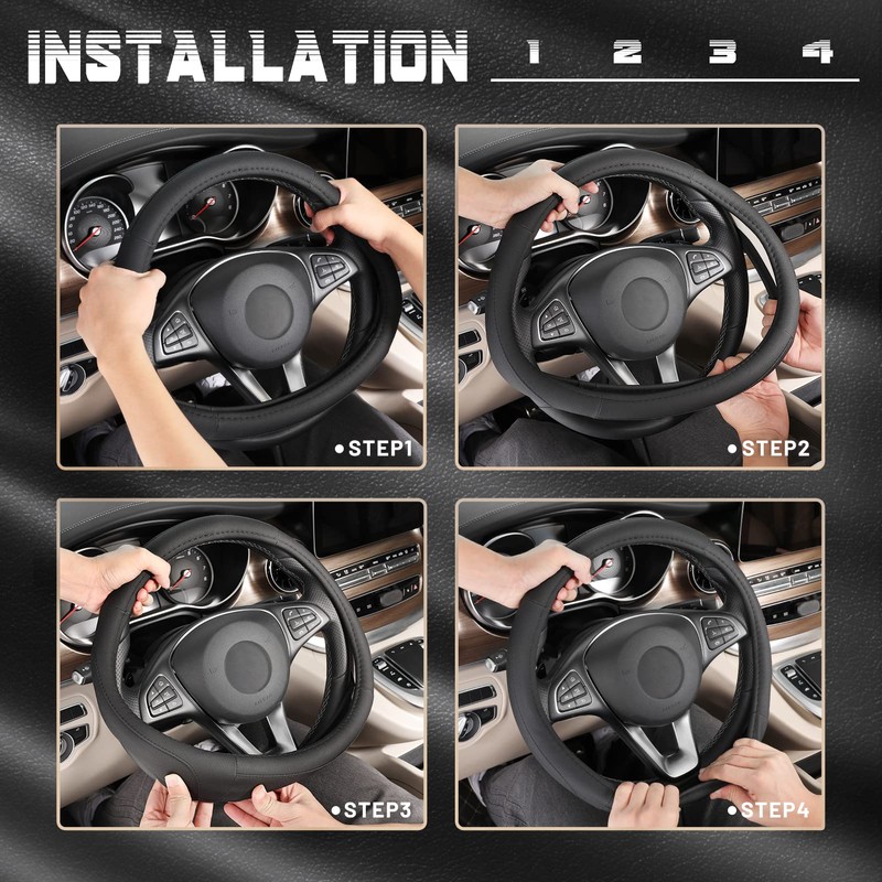 SEG Direct Car Steering Wheel Cover Universal Standard Size 14.5-15