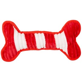 Petlou Holiday Plush Pet Squeaky Toys for Dogs and Cats in Different Size (Red n White, 9" Christmas Bite Me Bone)