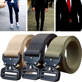 Bakicey Tactical Belt, Tactical Belt, Heavy Duty Belt, Hunting Straps, Quick Release Military Style Shooters, Nylon, Breathable Belt with Metal Buckle Webbing, black