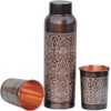 ANCIENTIMPEX Pure Copper Water Bottle with 2 Tumblers Set, Beautiful