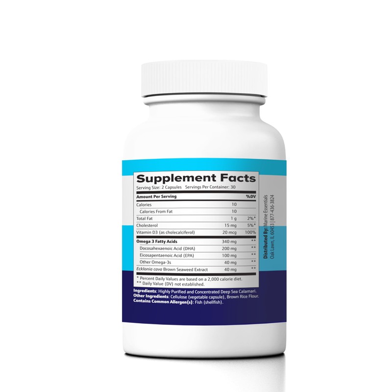 Marine Essentials- Marine D3 Omega 3 Calamari Ecklonia Cava DHA