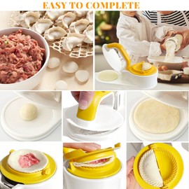 3 in 1 Dumpling Maker Press, Multifunctional DIY Dumpling Skin Dough Presser, Bao Bun Empanadas Mold Press Making Set (White)