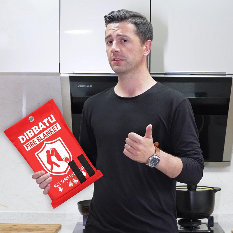 DIBBATU Fire Blanket for Home and Kitchen, Fire Blankets Emergency