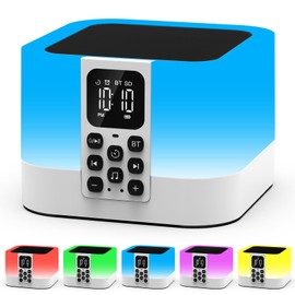 Night Light Bluetooth Speaker, Alarm Clock White Noise Sound Machine,Touch Bedside Lamp for Bedroom, Dimmable Warm Light, LED Colour Changing Lamp,Best Gifts for Teenage Girls Boys