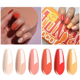 Vishine Set of 6 Gel Nail Polish Design Set for Semi-Permanent Nails Set Orange UV LED Nail Polish 8 ml