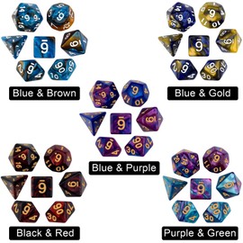 DND Double-Colors Polyhedron Dice Set for Dungeons and Dragons D&D RPG MTG Table Games D4 D6 D8 D10 D% D12 D20 25 Colors Dice with 1 Large Flannel Bag, 25 x 7 (175 Pieces)
