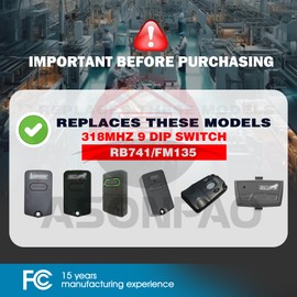 2 for Mighty Mule GTO Gate Opener Remote FM135 RB741 MMT103【5 Year Warranty】