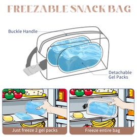 Freezable Lunch Bag,Small Lunch Bag,Lunch Bags For Women,Built-in Ice Packs to Keep Food Fresh,Mini Cooler,Breastmilk Cooler,Suitable For Work and Travel（Light Brown）