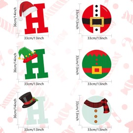 6 Pieces Christmas Holiday HOHOHO Yard Sign with Stakes Xmas Letter Outdoor Lawn Decorations Waterproof Corrugated Cardboard Yard Sign Colorful Christmas Hat Yard Signs for Xmas Pathway Walkway Decor