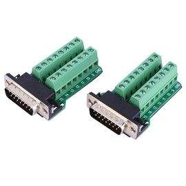 2Pcs DB Terminal Block Male Header Breakout Board Module, DB15-G2-00 DB15 Terminal Block Connector Riveting Tooth Type, Male Header Breakout Board