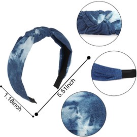 Wanciler Wide Denim Headbands for Woman - 6pcs Knotted Headbands for All Occasions