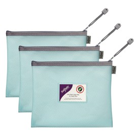Snopake A5 High Capacity Pastel Blue EVA Mesh Zippa-Bag [Pack of 3] 240 x 130mm – Heavy Duty Bag with Hanging Loop and Business Card Holder [15901]