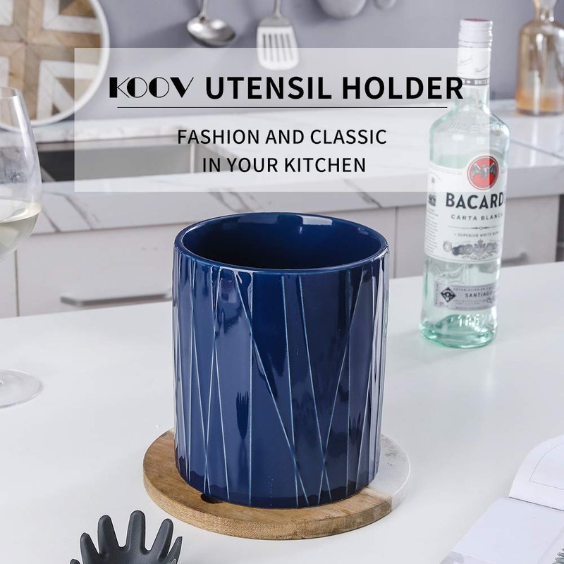 KOOV Kitchen Utensil Holder, Large Ceramic Utensil Crock, Deep and