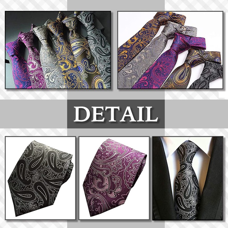 CHROME CRANE NR008 Men's Necktie, Paisley, Solid Suit, Business, Casual,