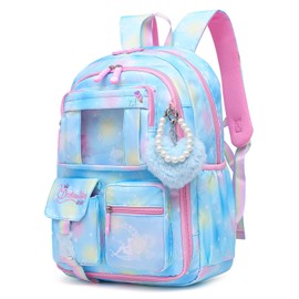 Sweet Girls Backpack School Bag for Students Kids Book Bag with Multiple Pockets Children's Backpack Trendy Laptop Backpack（17inch Blue）