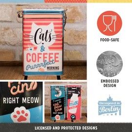 Nostalgic-Art Retro Aroma Tin 1.3 Litre Cats & Coffee - Gift Idea for Cat Owners Tin Tin with Aroma Lid Vintage Design