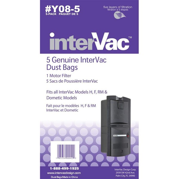 Intervac 5-pack Dust Bags and Exhaust Filter Y08-5
