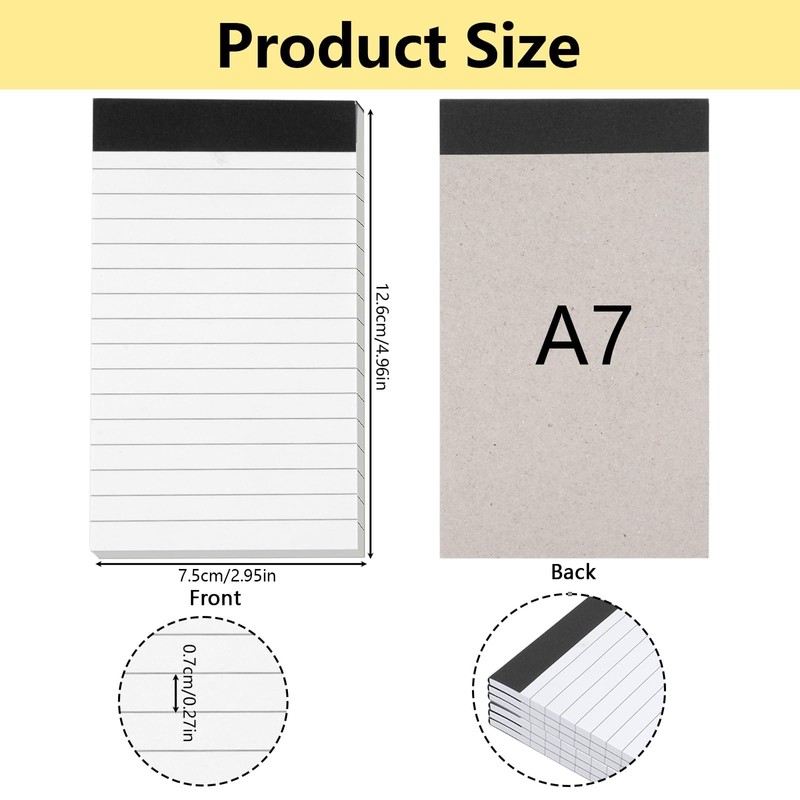 Hopton Notepad Small A7, Pack of 6 Lined Writing Pad,