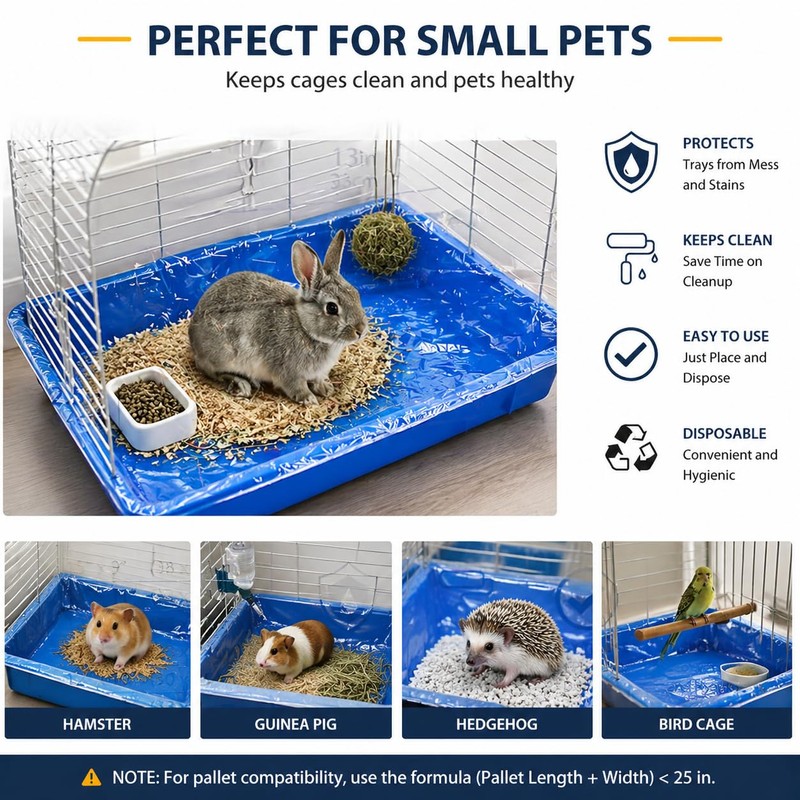 Disposable small animal cage liner, plastic liner covers 15x9, 8X12,13x11,