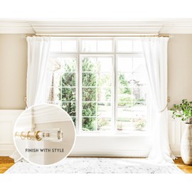 BLASTHOME™ Luxury Faceted Pillar Finials – Fits Only Signature Collection Curtain Rods (Rod Not Included) – Premium Quality, Heavy Metal – Set of Two– Crystal Clear/Brushed Gold Finish