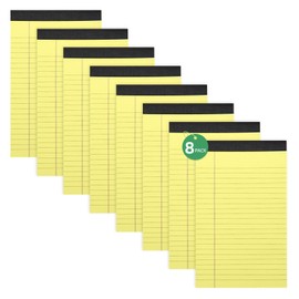8 Packs Note Pads, A5 Legal Pad, 50 Sheets Ruled Refill Pad, Double-Sided Printing Writing Paper A5 Lined Paper, Writing Notepads for School, Home, Office, 12.7 x 20.3cm/5 x 8in, Yellow