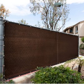 Royal Shade 4' x 12' Brown Fence Privacy Screen Windscreen Cover Netting Mesh Fabric Cloth - Cable Zip Ties Included - WE Custom Make Size