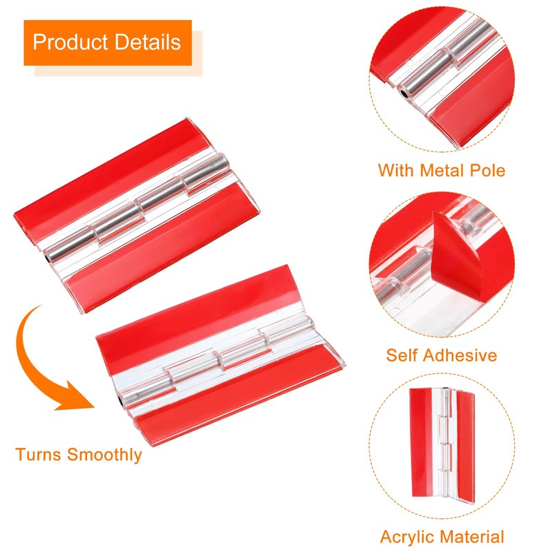 uxcell 2Pcs Acrylic Hinges, 75x45mm Self-Adhesive Clear Hinge with Stainless
